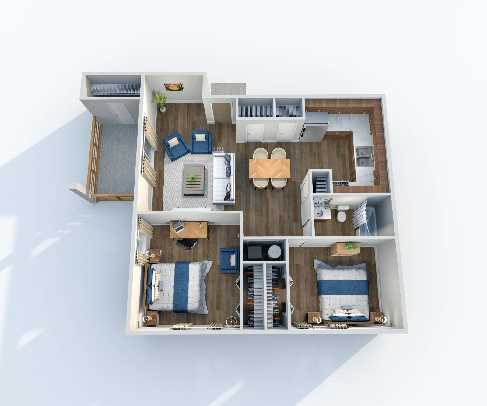 The Legend at Speedway — floor plan, Plan B2 · 2 bed · 1 bath · 850 sq ft